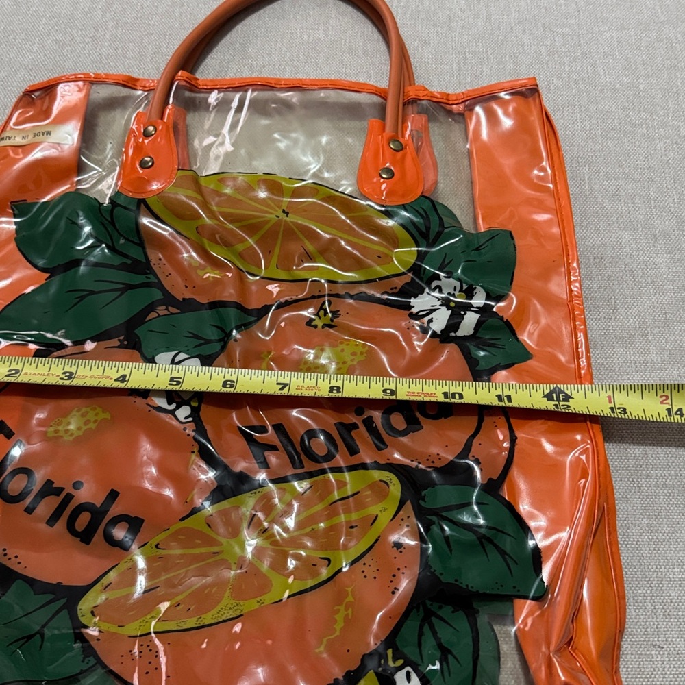 Vntg Florida Tourist Bag-Clear/Orange/Citrus Double Sided Logo-Hand Carry Strap - Picture 8 of 13